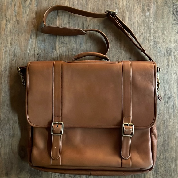 LATICO WALL STREET LAPTOP BRIEF BROWN LEATHER BAG MESSENGER - Picture 1 of 7